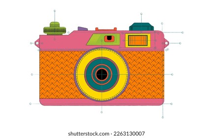 The camera is colorful. Vector illustration in flat style