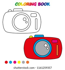 Camera Coloring Page Worksheet Game Kids Stock Vector (Royalty Free ...