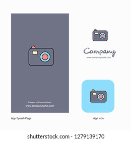 Camera Company Logo App Icon and Splash Page Design. Creative Business App Design Elements