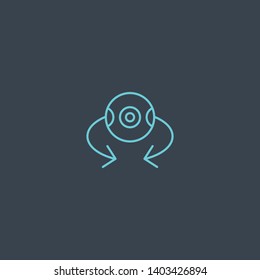 360° camera concept blue line icon. Simple thin element on dark background. 360° camera concept outline symbol design. Can be used for web and mobile UI/UX