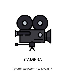 Camera concept line icon. Simple element illustration. Camera movie concept outline symbol design. Can be used for web and mobile UI/UX . Modern vector style. 