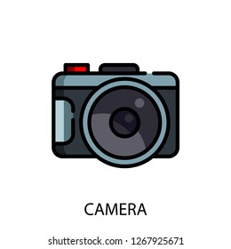 Camera concept line icon. Simple element illustration. Camera concept outline symbol design. Can be used for web and mobile UI/UX . Modern vector style. 