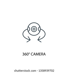 360° camera concept line icon. Simple element illustration. 360° camera concept outline symbol design. Can be used for web and mobile UI/UX
