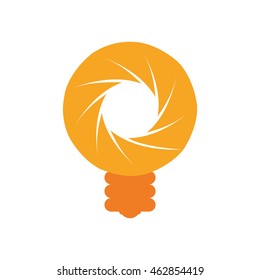 Camera concept represented by shutter and bulb icon. Isolated and flat illustration