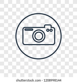 Camera concept vector linear icon isolated on transparent background, Camera concept transparency concept in outline style