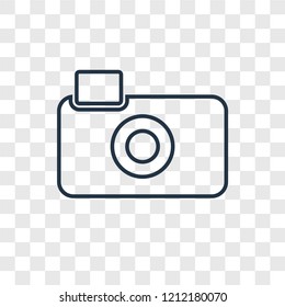 Camera concept vector linear icon isolated on transparent background, Camera concept transparency concept in outline style