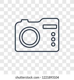 Camera concept vector linear icon isolated on transparent background, Camera concept transparency concept in outline style