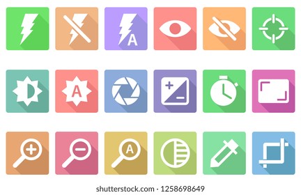 camera configuration ui icon set. vector illustration 