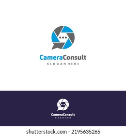 camera consulting logo design on isolated background, shutter combine with bubble speech logo icon