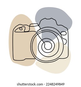 Camera Continuous line art. One Line Drawing of a camera linear style. Outline illustration
