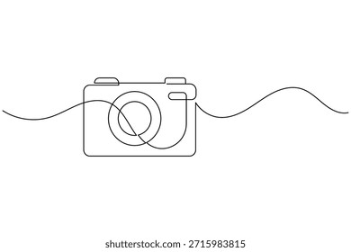 Dibujo de línea continua de la cámara, Fotografía y concepto de imagen.