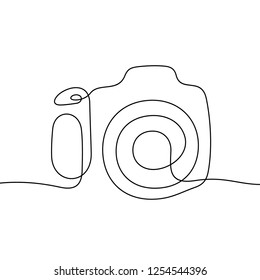 Camera continuous line vector illustration