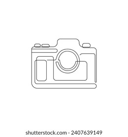 Camera continuous one line art outline drawing illustration vector image hand drawn minimalist