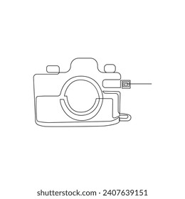 Camera continuous one line art outline drawing illustration vector image hand drawn minimalist