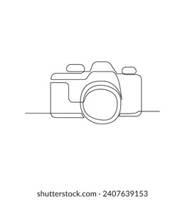 Camera continuous one line art outline drawing illustration vector image hand drawn minimalist