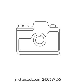 Camera continuous one line art outline drawing illustration vector image hand drawn minimalist