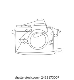 Camera continuous one line drawing  outline vector illustration