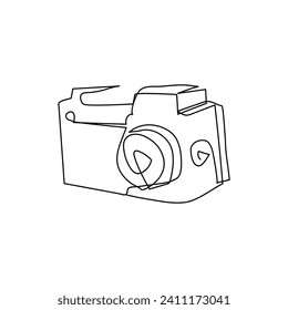 Camera continuous one line drawing  outline vector illustration