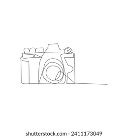 Camera continuous one line drawing  outline vector illustration