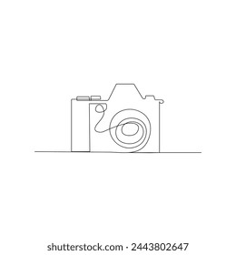 Camera continuous one line drawing outline vector illustration