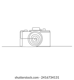 Camera Continuous One line  outline vector art illustration