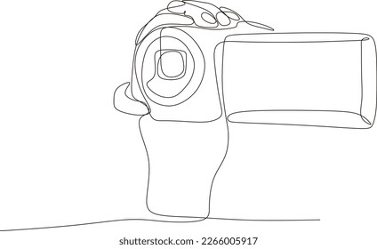  Camera Continuous Single Line Icon,graphic vector illustration