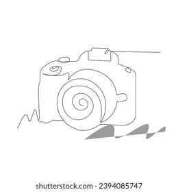 Camera Continuous single  line vector art drawing and illustration
