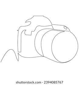 Cámara Dibujo e ilustración continuo de una sola línea vectorial
