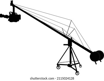 camera crane icon on white background. drone symbol. video movie camera moving crane sign. goal post symbol. flat style.