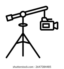 Camera crane icon outline set sign
