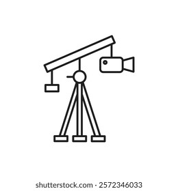 Camera crane icon Vector flat thin line illustration
