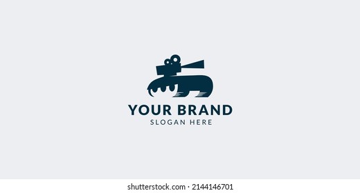 Camera Creative Tank, War Film Action Cameraman, Cinema Video Film Production logo design