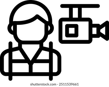 Camera Crew Vector Line Icon Element