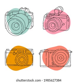 Camera cute line art vector design