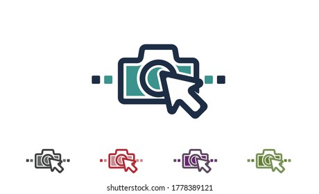 The camera design is combined with the mouse cursor. There are also several color concepts. vector