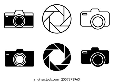 camera design with linear style and silhouette in transparent background