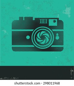 Camera design on green background,grunge vector