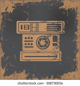 Camera design on old paper background,vector