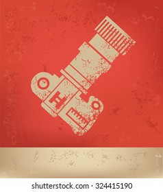 Camera design on red background, grunge vector