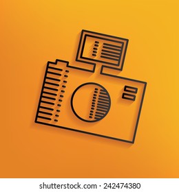 Camera design on yellow background,clean vector