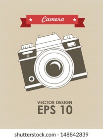 camera design over beige background vector illustration