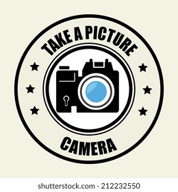 Camera design over beige background, vector illustration