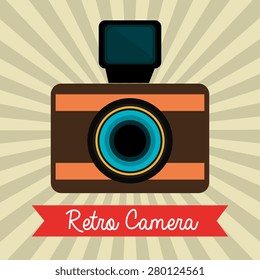 Camera design over beige background, vector illustration.