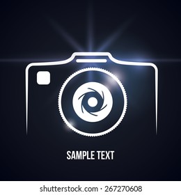 Camera design over black background, vector illustration.