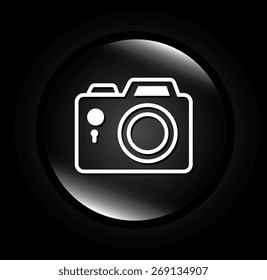 Camera design over black background, vector illustration.