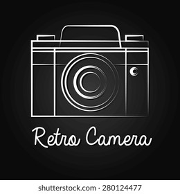 Camera design over black background, vector illustration.