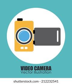 Camera design over blue background, vector illustration