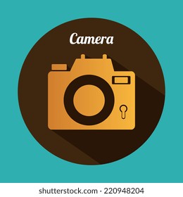 Camera design over blue background, vector illustration