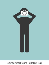 camera design over blue background, vector illustration