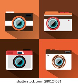 Camera design over colorful background, vector illustration.